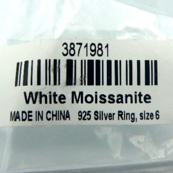 Sz 6 Genuine White Moissanite (VS-EF) Ring - Picture 6 of 6